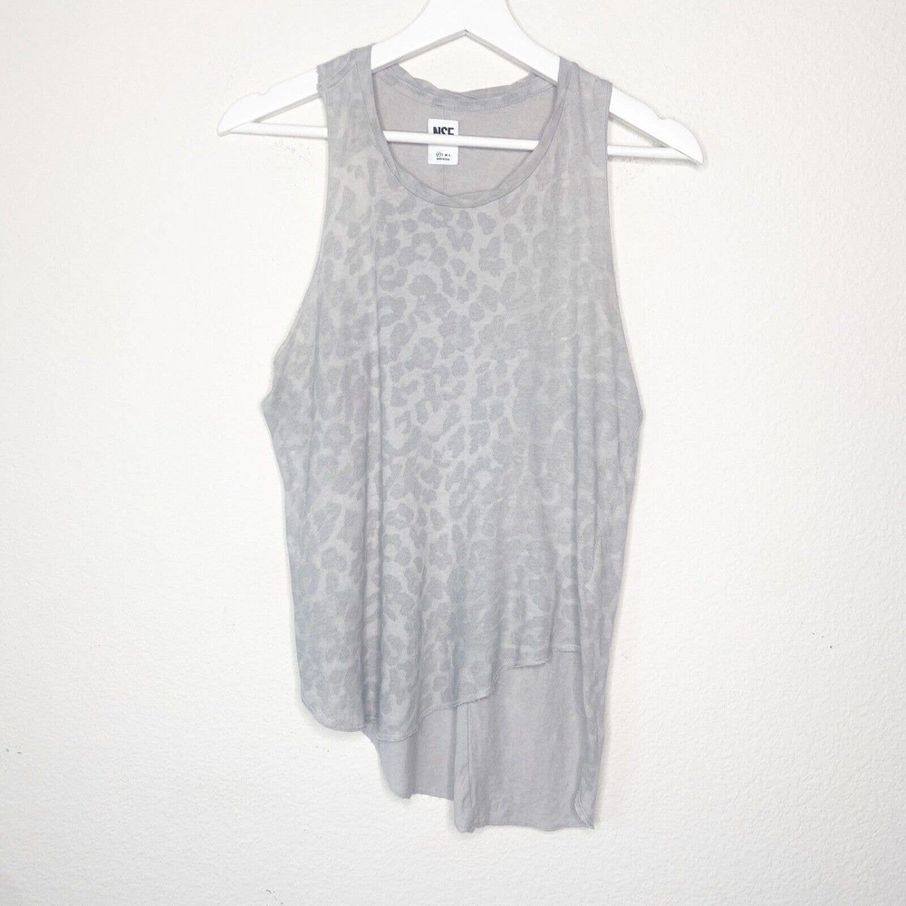 NSF Grey Leopard Print Asymmetric Tank XS